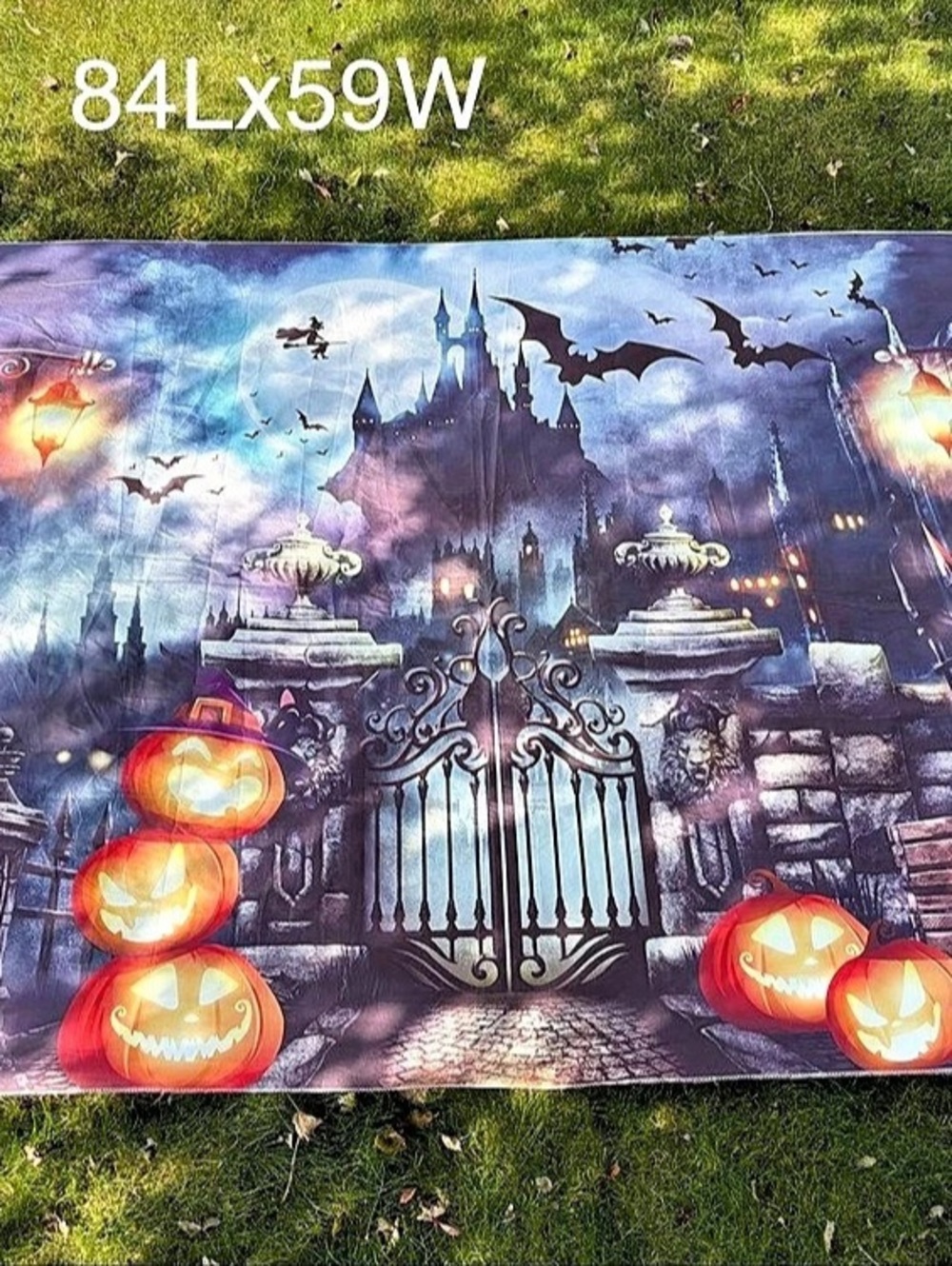 Halloween Castle Decor Tapestry Blue & Purple